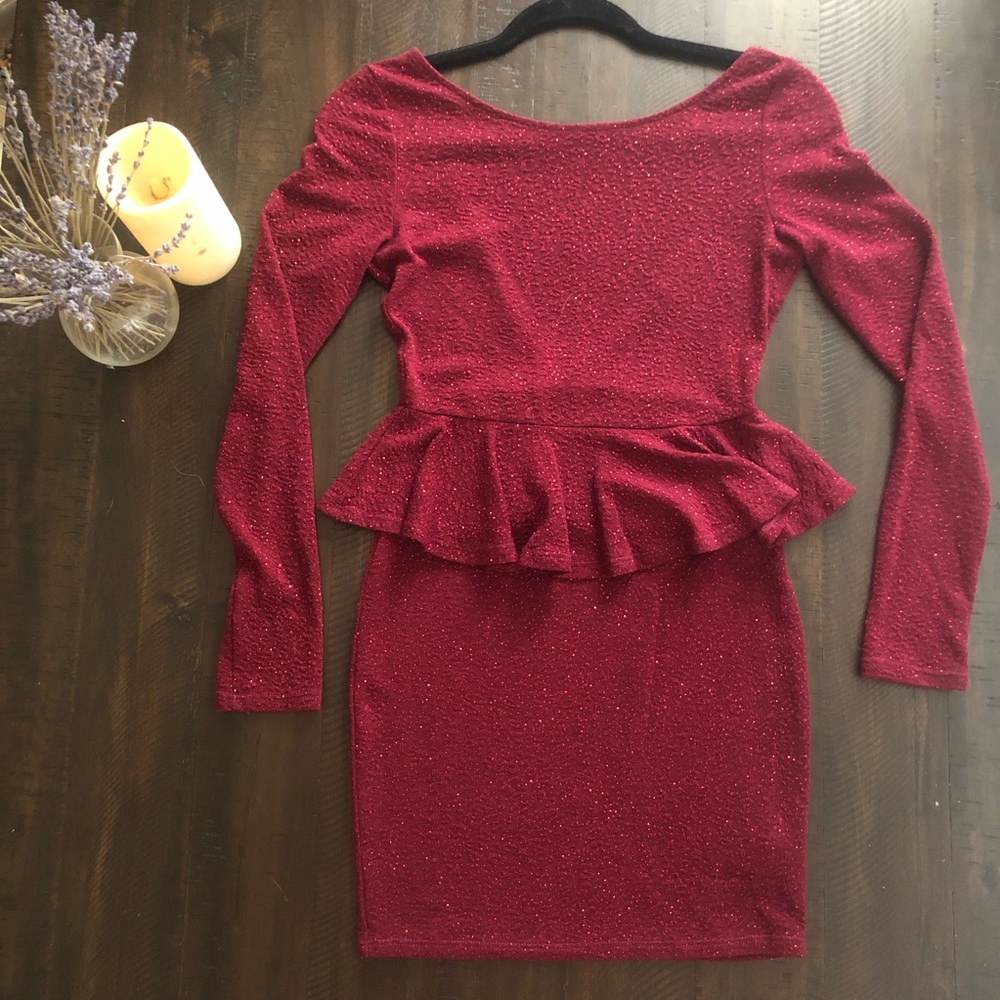 Burgundy Fitted Mini Dress